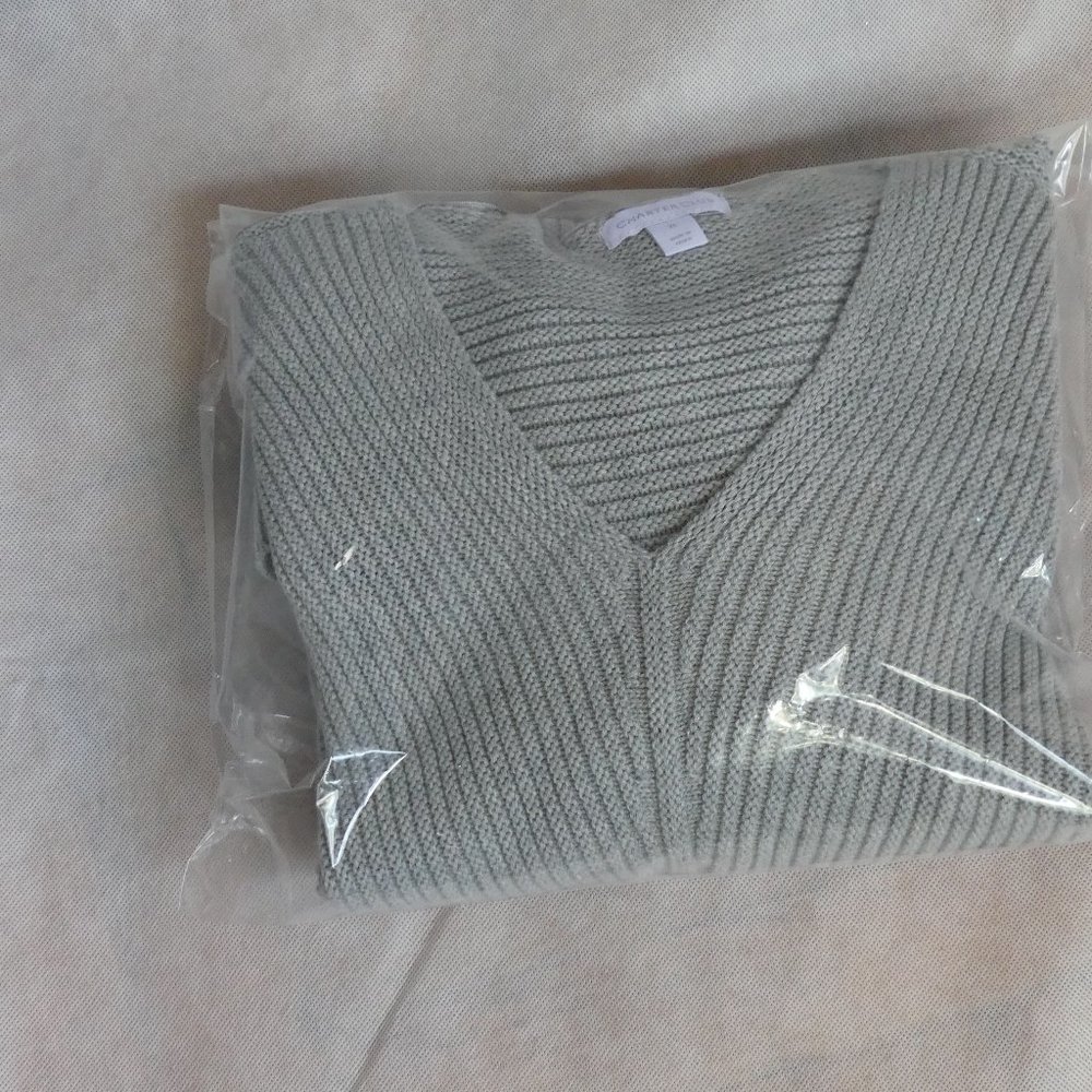 Charter Club Gray Textured V-Neck Sweater